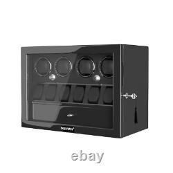 Automatic 4 Watch Winder Case with 6 Watch Display Drawer Storage Box LED Black