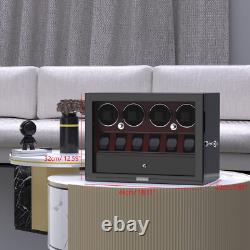 Automatic 4 Watch Winder Case with 6 Watch Display Drawer Storage Box LED Black