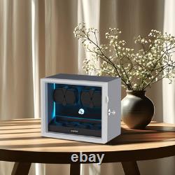 Automatic 4 Watch Winder With 4 Extra Storage Display Box Case With Blue LED