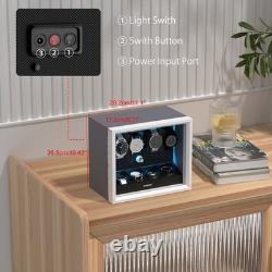 Automatic 4 Watch Winder With 4 Extra Storage Display Box Case With Blue LED