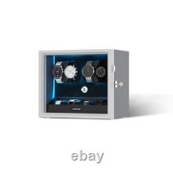 Automatic 4 Watch Winder With 4 Extra Storage Display Box Case With Blue LED