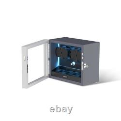 Automatic 4 Watch Winder With 4 Extra Storage Display Box Case With Blue LED
