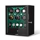 Automatic 6 Watch Winder Box With 5 Watches Display Jewelry Storage Box Case LED