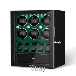 Automatic 6 Watch Winder Box With 5 Watches Display Jewelry Storage Box Case LED