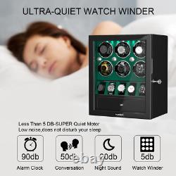 Automatic 6 Watch Winder Box With 5 Watches Display Jewelry Storage Box Case LED