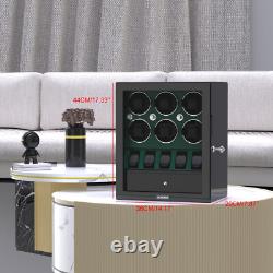 Automatic 6 Watch Winder Box With 5 Watches Display Jewelry Storage Box Case LED
