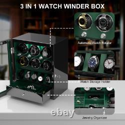 Automatic 6 Watch Winder Box With 5 Watches Display Jewelry Storage Box Case LED