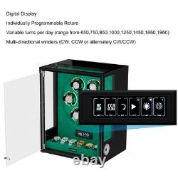 Automatic 6 Watch Winder Fingerprint Entry 6 Watches Storage Display Case RGB US