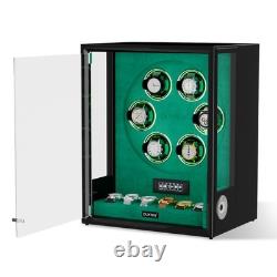 Automatic 6 Watch Winder Fingerprint Entry 6 Watches Storage Display Case RGB US