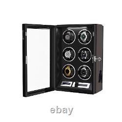 Automatic 6 Watch Winder LCD Touch Screen Display Box Case Storage White LED