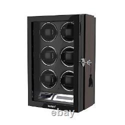 Automatic 6 Watch Winder LCD Touch Screen Display Box Case Storage White LED