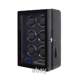 Automatic 6 Watch Winder LCD Touch Screen Display Box Case Storage White LED US