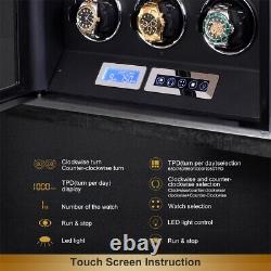 Automatic 6 Watch Winder LCD Touch Screen Display Box Case Storage White LED US