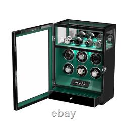 Automatic 6 Watch Winder With Watch Storage Display Case LCD Fingerprint Unlock