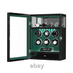 Automatic 6 Watch Winder With Watch Storage Display Case LCD Fingerprint Unlock