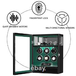 Automatic 6 Watch Winder With Watch Storage Display Case LCD Fingerprint Unlock