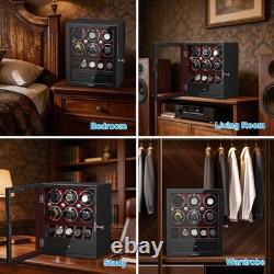 Automatic 6 Watch Winder with 5 Watches Display Case Storage Box LED Patent New