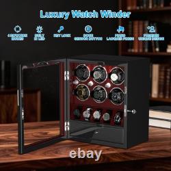 Automatic 6 Watch Winder with 5 Watches Display Case Storage Box LED Patent New