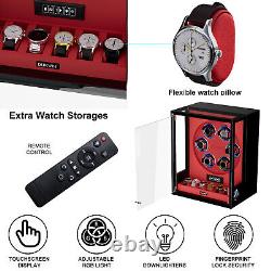 Automatic 6 Watch Winders Fingerprint 6 Watches Storage Display Case LED/RGB New