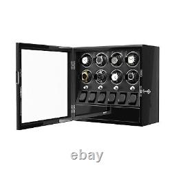 Automatic 8 Watch Winder Case With 6 Watches Display Storage Box LED Light