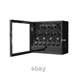 Automatic 8 Watch Winder Case With 6 Watches Display Storage Box LED Light Black
