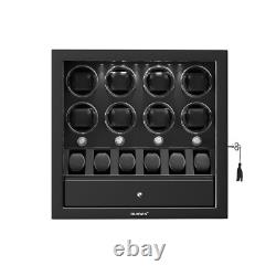 Automatic 8 Watch Winder Case With 6 Watches Display Storage Box LED Light Black