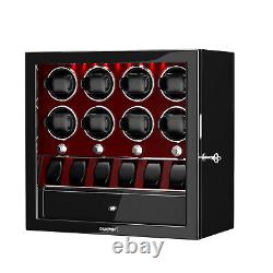 Automatic 8 Watch Winder With 6 Extra Watches Display Storage Box With Locks