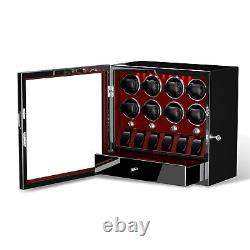 Automatic 8 Watch Winder With 6 Extra Watches Display Storage Box With Locks