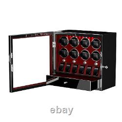 Automatic 8 Watch Winder With 6 Extra Watches Display Storage Box With Locks