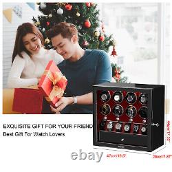 Automatic 8 Watch Winder With 6 Extra Watches Display Storage Box With Locks