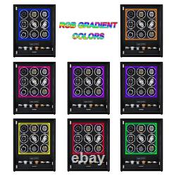 Automatic 9+6 Watch Winder Fingerprint Watch Box Storage Display Case RGB LED