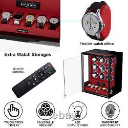 Automatic 9+6 Watch Winder Fingerprint Watch Box Storage Display Case RGB LED