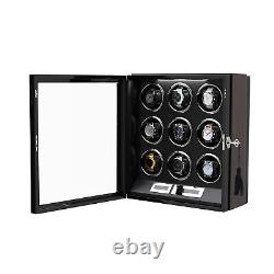 Automatic 9 Watch Winder Display Box Storage Case With Japanese Silent Motor LED