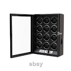 Automatic Rotation 12 Watch Winder Box Display Case Box LCD Display With Remote