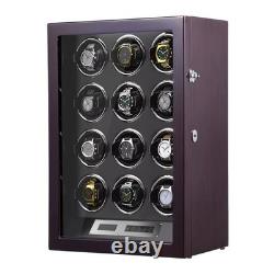 Automatic Rotation 12 Watch Winder Box Leather Storage Display Case Gift
