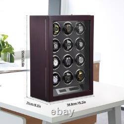 Automatic Rotation 12 Watch Winder Box Leather Storage Display Case Gift
