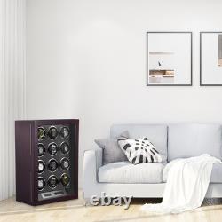 Automatic Rotation 12 Watch Winder Box Leather Storage Display Case Gift