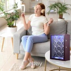 Automatic Rotation 12 Watch Winder Box Leather Storage Display Case Gift