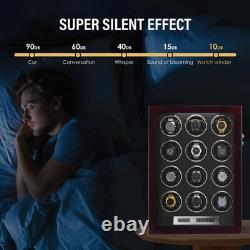 Automatic Rotation 12 Watch Winder Box Leather Storage Display Case Gift