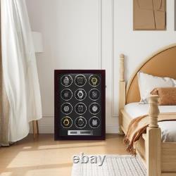 Automatic Rotation 12 Watch Winder Box Leather Storage Display Case Gift
