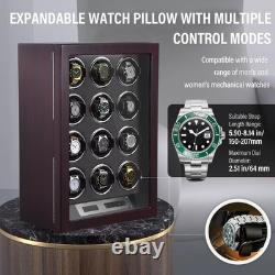 Automatic Rotation 12 Watch Winder Box Leather Storage Display Case Gift
