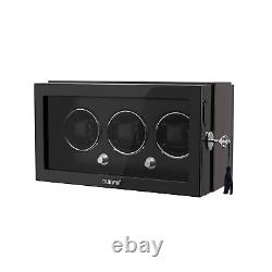 Automatic Rotation 3 Watch Winder LED Light Storage Display Case Box Quiet Motor