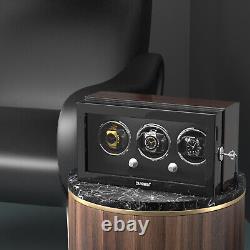 Automatic Rotation 3 Watch Winder LED Light Storage Display Case Box Quiet Motor