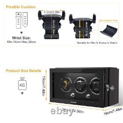 Automatic Rotation 3 Watch Winder Storage Display Case Box Quiet Motor LED Light