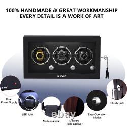 Automatic Rotation 3 Watch Winder Storage Display Case Box Quiet Motor LED Light