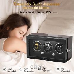 Automatic Rotation 3 Watch Winder Storage Display Case Box Quiet Motor LED Light