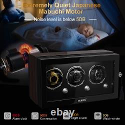 Automatic Rotation 3 Watch Winder Storage Display Case Box Quiet Motor LED Light