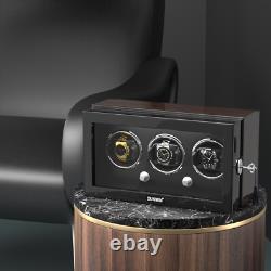 Automatic Rotation 3 Watch Winder Storage Display Case Box Quiet Motor LED Light