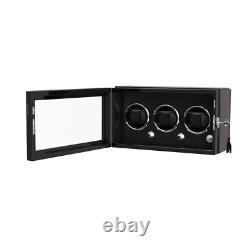 Automatic Rotation 3 Watch Winder Storage Display Case Box Quiet Motor LED Light