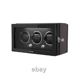 Automatic Rotation 3 Watch Winder Storage Display Case Box Quiet Motor LED Light